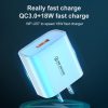 WK WP-U57 Max 18W Maxspeed QC3.0 Fast Charger + USB to 8 Pin Data Cable, US Plug, EU Plug, UK Plug