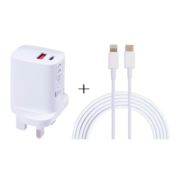 EDA001557601-1.jpg 20W USB-C / Type-C + USB Ports Charger with 100W Type-C to 8 Pin Fast Charging Cable, 1m Type-C to 8 Pin, UK Plug, 1m Type-C to 8 Pin, US Plug, 1m Type-C to 8 Pin, EU Plug, 2m Type-C to 8 Pin, UK Plug, 2m Type-C to 8 Pin, US Plug...