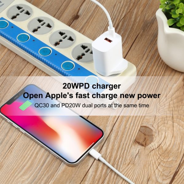 EDA001557601_6.jpg 20W USB-C / Type-C + USB Ports Charger with 100W Type-C to 8 Pin Fast Charging Cable, 1m Type-C to 8 Pin, UK Plug, 1m Type-C to 8 Pin, US Plug, 1m Type-C to 8 Pin, EU Plug, 2m Type-C to 8 Pin, UK Plug, 2m Type-C to 8 Pin, US Plug...