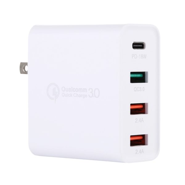 EDA00249401-1.jpg A3 PD 18W USB-C / Type-C + QC3.0 USB + Dual USB Interface Travel Charger, US Plug, EU Plug, UK Plug