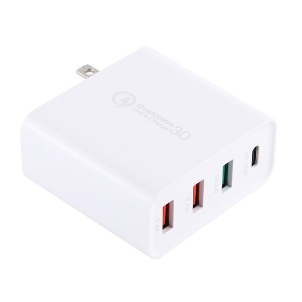 EDA00249401_1.jpg A3 PD 18W USB-C / Type-C + QC3.0 USB + Dual USB Interface Travel Charger, US Plug, EU Plug, UK Plug