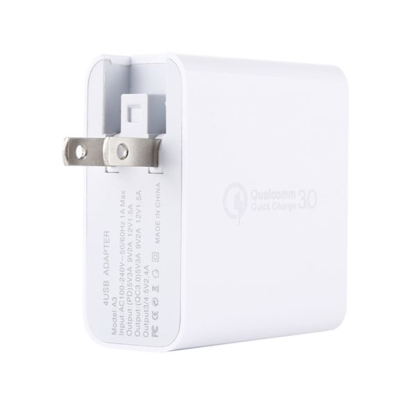EDA00249401_2.jpg A3 PD 18W USB-C / Type-C + QC3.0 USB + Dual USB Interface Travel Charger, US Plug, EU Plug, UK Plug