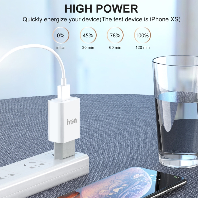 IVON AD-33 2 in 1 2.1A Single USB Port Travel Charger + 1m USB to 8 Pin Data Cable Set,, EU Plug, US Plug 5 IVON AD-33 2 in 1 2.1A Single USB Port Travel Charger + 1m USB to 8 Pin Data Cable Set,, EU Plug, US Plug - Image 5