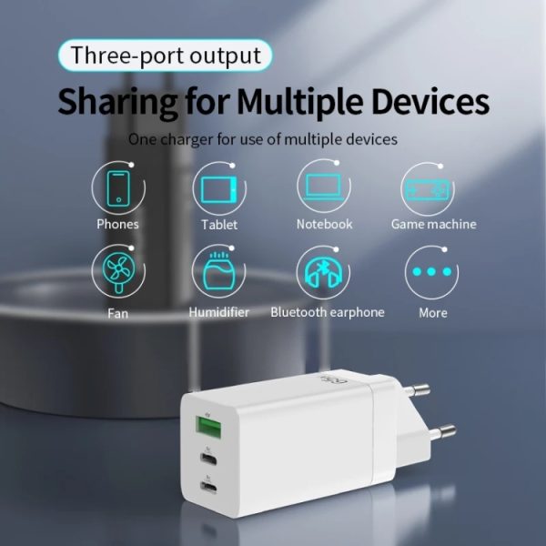 EDA003011601_B4.jpg awei PD9 65W GaN Fast Charging Travel Charger, EU Plug