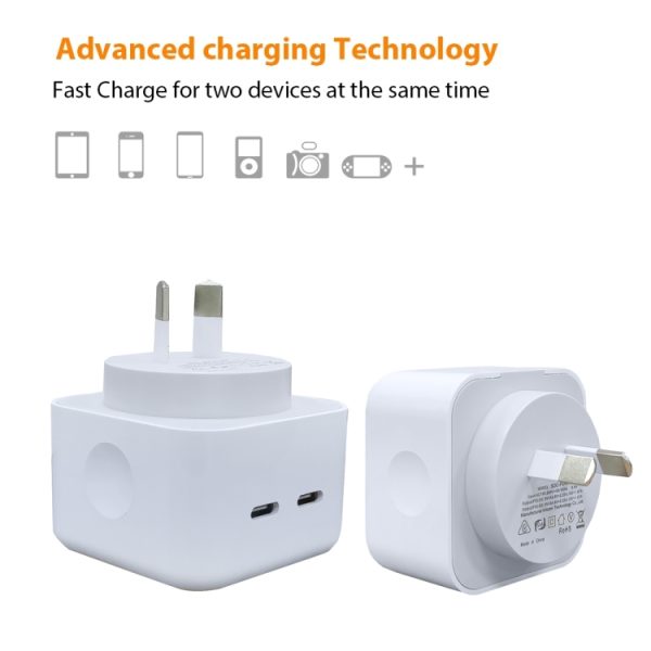 EDA003145001_4.jpg SDC-40W Dual PD USB-C / Type-C Charger for iPhone / iPad Series, AU Plug