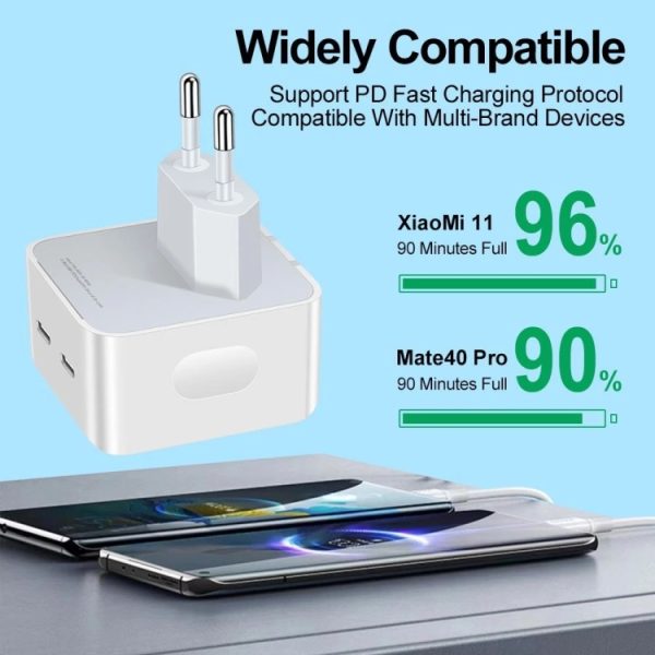 EDA003294501A_4.jpg PD 50W Dual USB-C / Type-C Ports Charger, PD 50W EU Plug, PD 50W US Plug