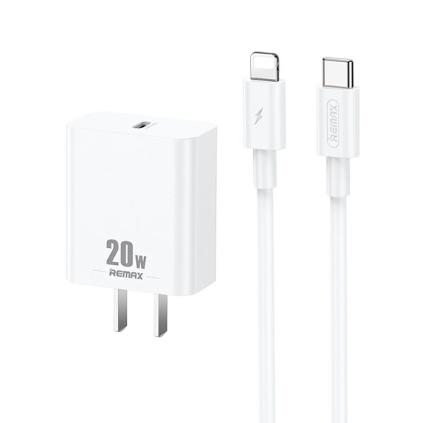 REMAX RP-U5 Extreme 2 Series 20W PD Charger + 1m USB-C / Type-C to 8 Pin Fast Charge Data Cable Set, CN Plug, EU Plug, US Plug
