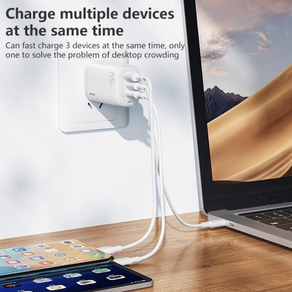 EDA003464501A_2.jpg REMAX RP-U55 Territory Series 65W USB+Dual USB-C / Type-C Interface Fast Charger, EU Plug, UK Plug, CN Plug