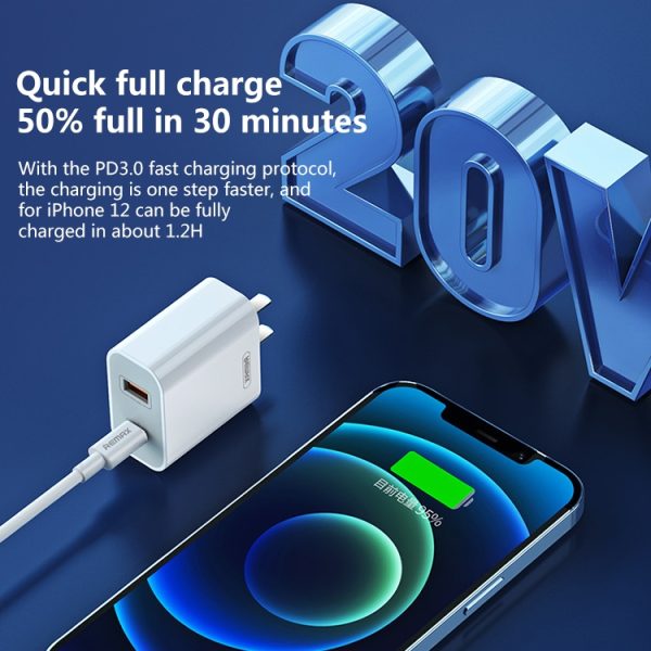 EDA003465301_B3.jpg REMAX RP-U68 Speedy Series 20W USB+USB-C/Type-C Interface Fast Charger, CN Plug, EU Plug, UK Plug, US Plug