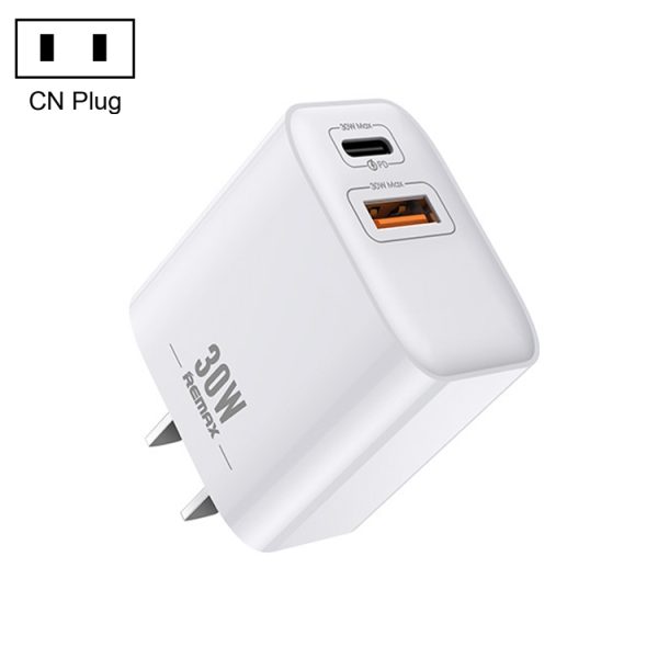 EDA003466501A-1.jpg REMAX RP-U82 30W USB+USB-C/Type-C Dual Interface Fast Charger, CN Plug, EU Plug, UK Plug, US Plug
