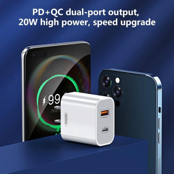 EDA003468001_B1.jpg REMAX RP-U68 20W USB+USB-C/Type-C Dual Interface Fast Charger Set, CN Plug, EU Plug, UK Plug, US Plug