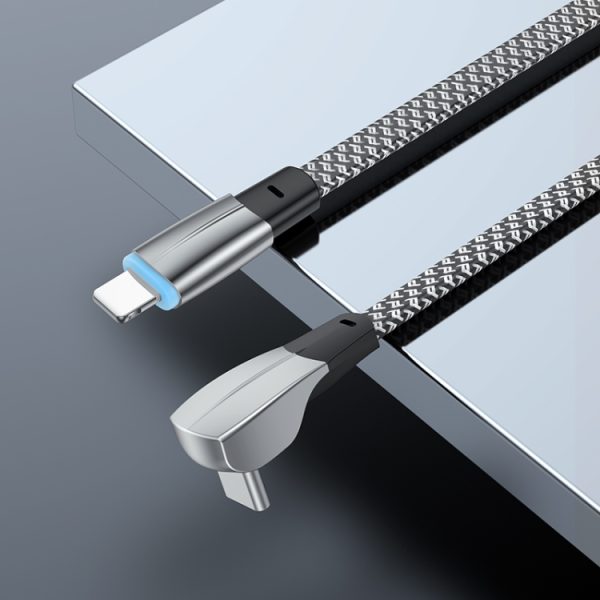 EDA003674101A_2.jpg 3A USB-C/Type-C to 8 Pin Elbow Fast Charge Data Cable, 3A Type-C to 8 Pin 1.2m, 3A Type-C to 8 Pin 2m