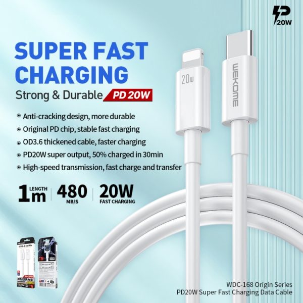 EDA003694901_3.jpg WEKOME WDC-168 Original Series PD 20W USB-C / Type-C to 8 Pin Fast Charge Data Cable, Length: 1m