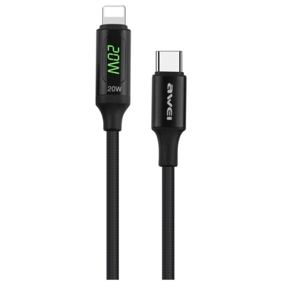 EDA0037553.jpg awei CL-123L 1m USB-C / Type-C to 8Pin Digital Display Data Fast Charging Cable