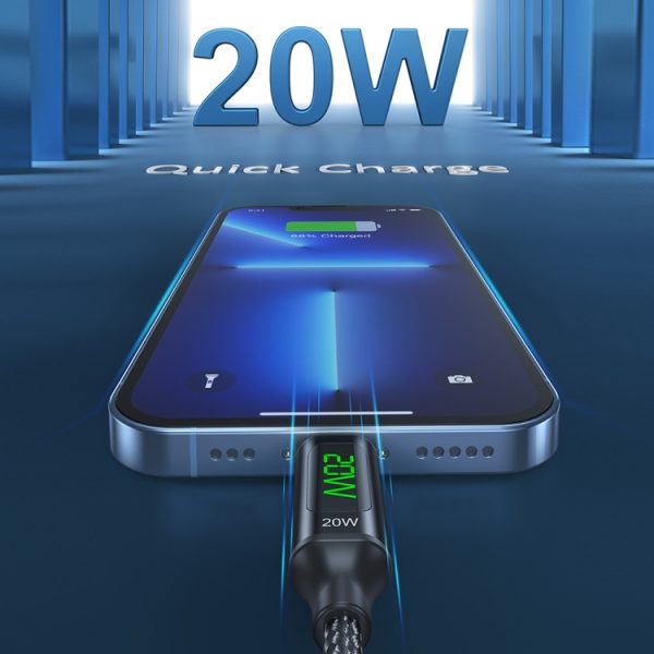 EDA0037553_2.jpg awei CL-123L 1m USB-C / Type-C to 8Pin Digital Display Data Fast Charging Cable
