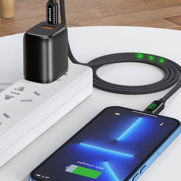 EDA0037553_3.jpg awei CL-123L 1m USB-C / Type-C to 8Pin Digital Display Data Fast Charging Cable