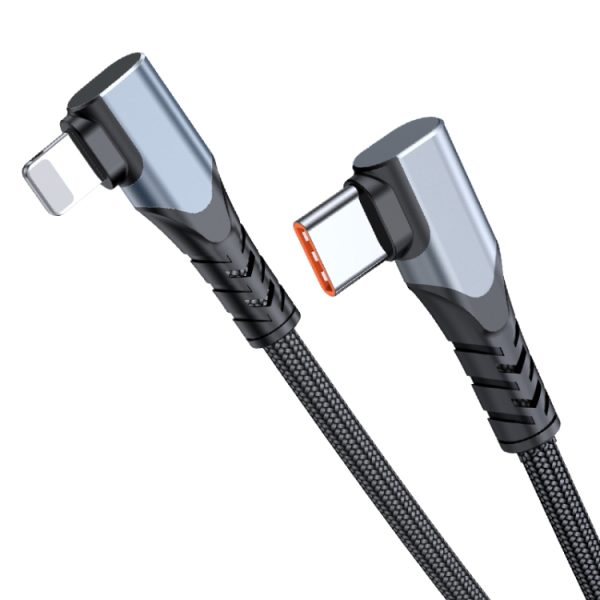 EDA003987401_1.jpg ADC-009 20W USB-C/Type-C to 8 Pin Double Elbow Data Cable, 0.4m, 1m, 2m