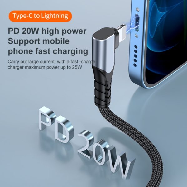 EDA003987401_3.jpg ADC-009 20W USB-C/Type-C to 8 Pin Double Elbow Data Cable, 0.4m, 1m, 2m