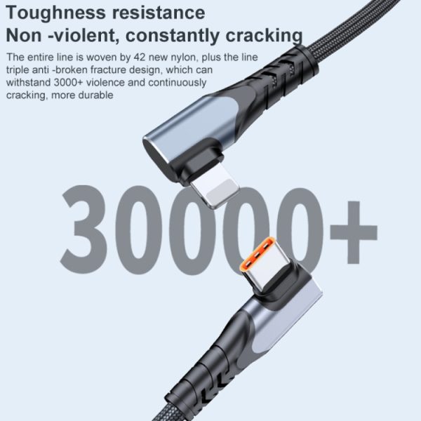 EDA003987401_5.jpg ADC-009 20W USB-C/Type-C to 8 Pin Double Elbow Data Cable, 0.4m, 1m, 2m