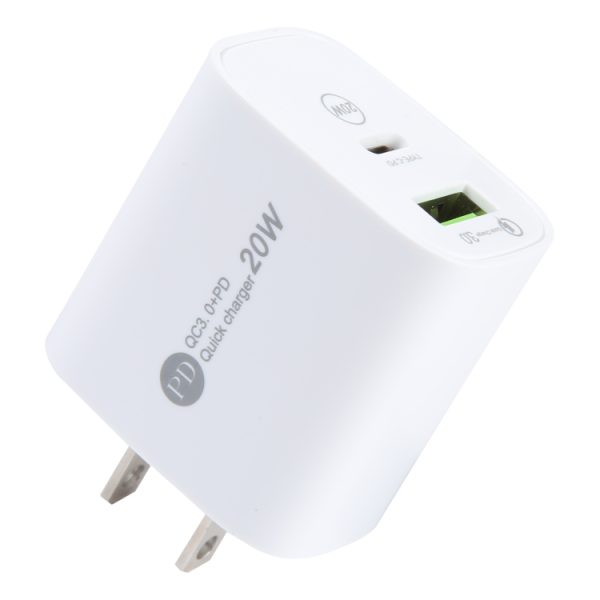 EDA004272101A-1.jpg PD 20W USB-C/Type-C+QC 3.0 USB Interface Fast Charge Charger, Specification: US Plug