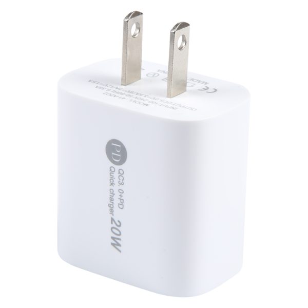 EDA004272101A_1.jpg PD 20W USB-C/Type-C+QC 3.0 USB Interface Fast Charge Charger, Specification: US Plug
