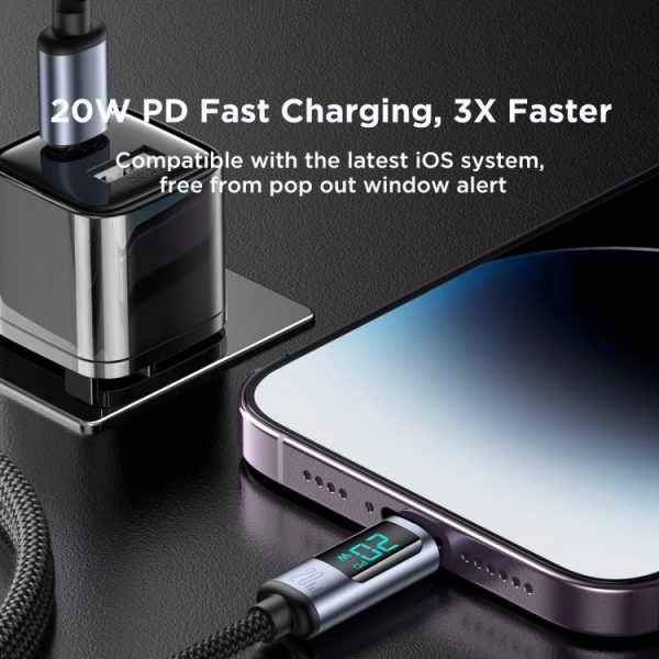 EDA004440601A_1.jpg JOYROOM S-CL020A16 20W USB-C / Type-C to 8 Pin Digital Display Fast Charging Data Cable, Type-C to 8 Pin