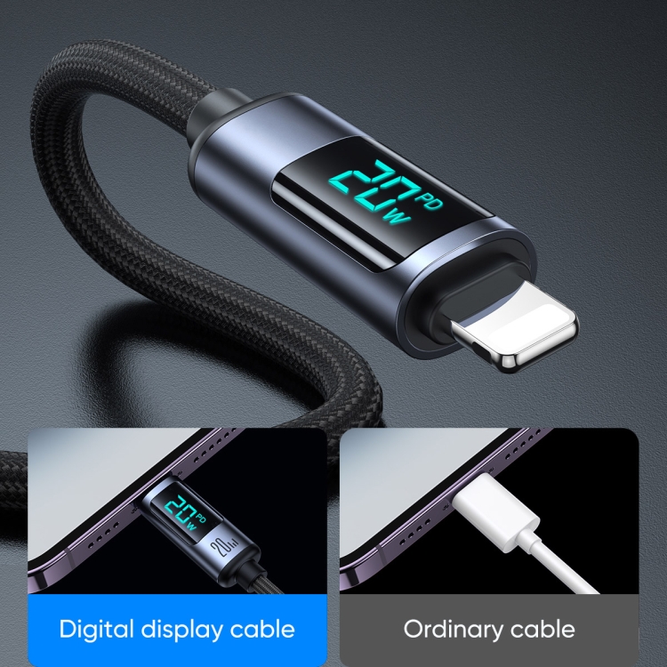 JOYROOM S-CL020A16 20W USB-C / Type-C to 8 Pin Digital Display Fast Charging Data Cable, Type-C to 8 Pin 4 JOYROOM S-CL020A16 20W USB-C / Type-C to 8 Pin Digital Display Fast Charging Data Cable, Type-C to 8 Pin - Image 4