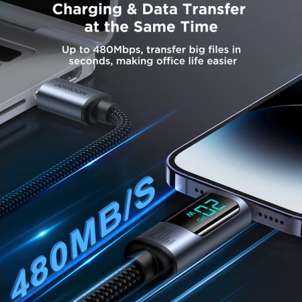 EDA004440601A_4.jpg JOYROOM S-CL020A16 20W USB-C / Type-C to 8 Pin Digital Display Fast Charging Data Cable, Type-C to 8 Pin