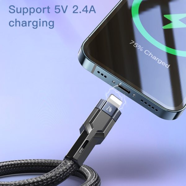 EDA004780401A_4.jpg YESIDO CA107 1.2m 2.4A USB-C / Type-C to 8 Pin OD0.6 Charging Data Cable, CA107