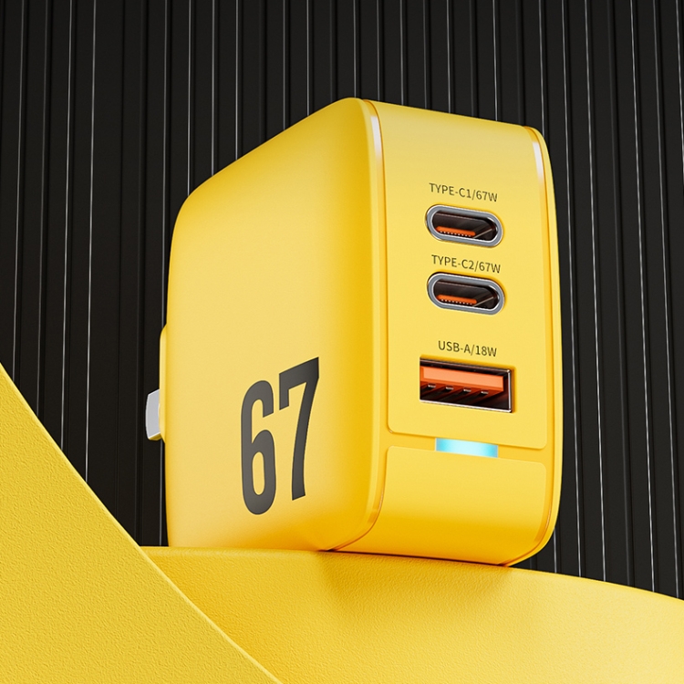 WK WP-U141 67W USB+Double USB-C / Type-C GaN Charger, CN Plug, US Plug, EU Plug, UK Plug 3 WK WP-U141 67W USB+Double USB-C / Type-C GaN Charger, CN Plug, US Plug, EU Plug, UK Plug - Image 3