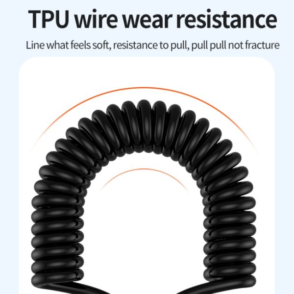 Elbow Spring Charging Data Cable, Length: 1.5m, Type-C to 8 Pin, Type-C to 8 Pin + Type-C