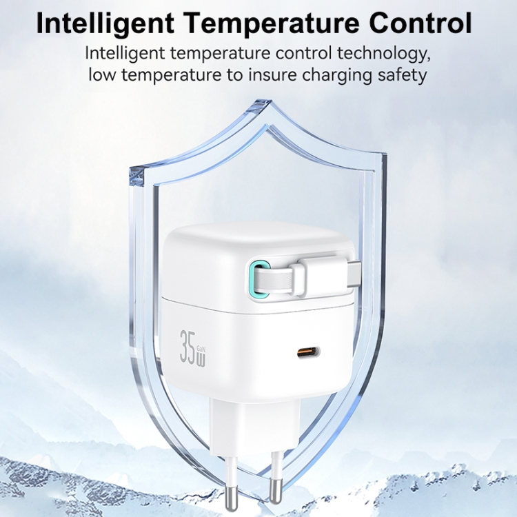 USAMS US-CC202 SMF Series PD35W Dual Type-C Port GaN Fast Charger, EU Plug 6 USAMS US-CC202 SMF Series PD35W Dual Type-C Port GaN Fast Charger, EU Plug - Image 6