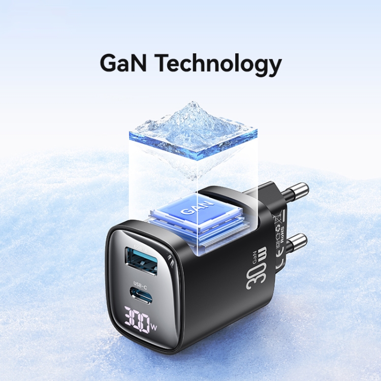 USAMS CC229 30W USB+USB-C / Type-C Dual Port GaN Digital Display Charger, Specifications: EU Plug, CC229 4 USAMS CC229 30W USB+USB-C / Type-C Dual Port GaN Digital Display Charger, Specifications: EU Plug, CC229 - Image 4