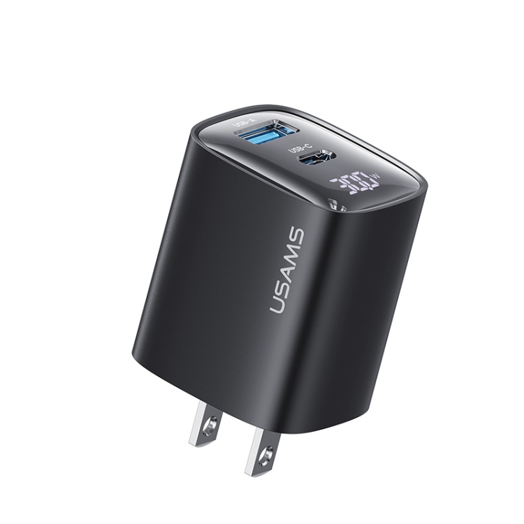 USAMS CC230 30W USB+USB-C / Type-C Dual Port GaN Digital Display Charger, Specifications: US Plug, CC230 1 USAMS CC230 30W USB+USB-C / Type-C Dual Port GaN Digital Display Charger, Specifications: US Plug, CC230