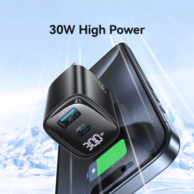 USAMS CC230 30W USB+USB-C / Type-C Dual Port GaN Digital Display Charger, Specifications: US Plug, CC230 6 USAMS CC230 30W USB+USB-C / Type-C Dual Port GaN Digital Display Charger, Specifications: US Plug, CC230 - Image 6