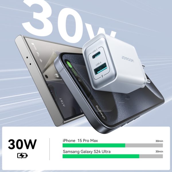 EDA006934001A_1.jpg JOYROOM JR-TCF15 30W USB+USB-C / Type-C Fast Charger, EU Plug, UK Plug