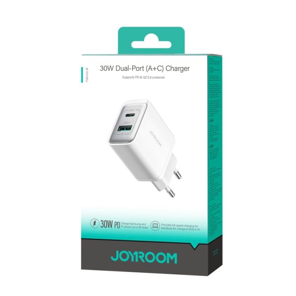 EDA006934001A_7.jpg JOYROOM JR-TCF15 30W USB+USB-C / Type-C Fast Charger, EU Plug, UK Plug