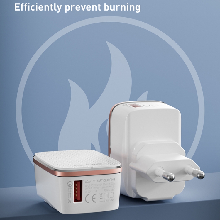 LDNIO A1204Q QC3.0 18W USB Fast Charger with 1m USB to 8 Pin Cable, EU Plug, UK Plug, US Plug 6 LDNIO A1204Q QC3.0 18W USB Fast Charger with 1m USB to 8 Pin Cable, EU Plug, UK Plug, US Plug - Image 6