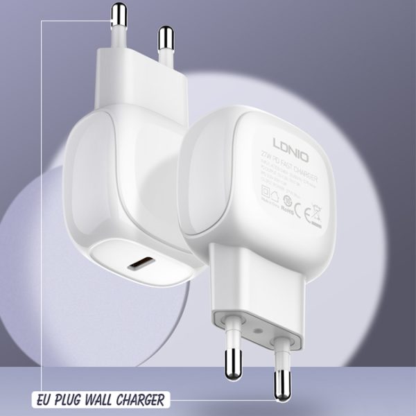 EDA006949801A_1.jpg LDNIO A1206C PD27W USB-C / Type-C Fast Charger with 1m 8 Pin Cable, EU Plug