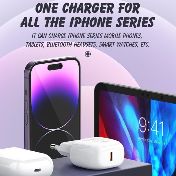 EDA006949801A_10.jpg LDNIO A1206C PD27W USB-C / Type-C Fast Charger with 1m 8 Pin Cable, EU Plug