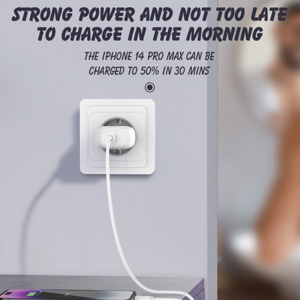 EDA006949801A_4.jpg LDNIO A1206C PD27W USB-C / Type-C Fast Charger with 1m 8 Pin Cable, EU Plug