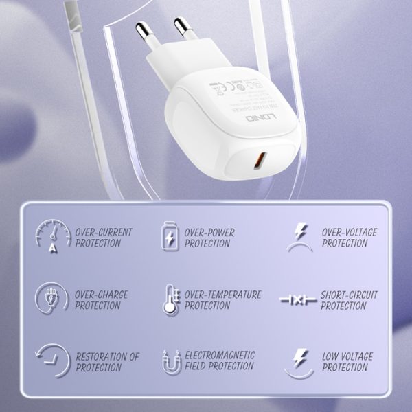 EDA006949801A_7.jpg LDNIO A1206C PD27W USB-C / Type-C Fast Charger with 1m 8 Pin Cable, EU Plug