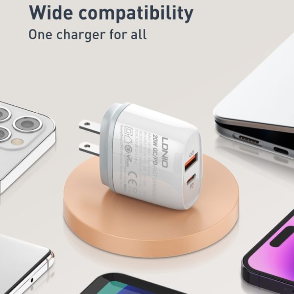 LDNIO Q229 QC3.0 / PD20W USB + Type-C Fast Charger with 1m USB to 8 Pin Cable...