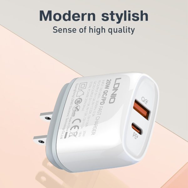 LDNIO Q229 QC3.0 / PD20W USB + Type-C Fast Charger with 1m USB to 8 Pin Cable...
