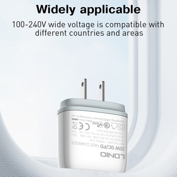 LDNIO Q229 QC3.0 / PD20W USB + Type-C Fast Charger with 1m USB to 8 Pin Cable...