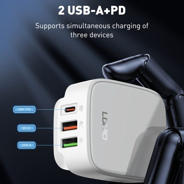 EDA0069585_B4.jpg LDNIO Q334 32W Type-C + Dual USB Port Charger with 1m Micro USB Data Cable, E...