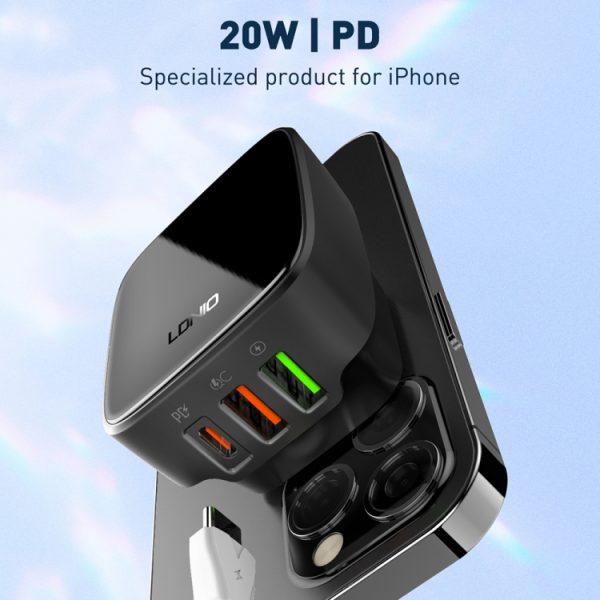 EDA0069591_B2.jpg LDNIO Q334 32W Type-C + Dual USB Port Charger with 1m USB-C / Type-C to USB-C...