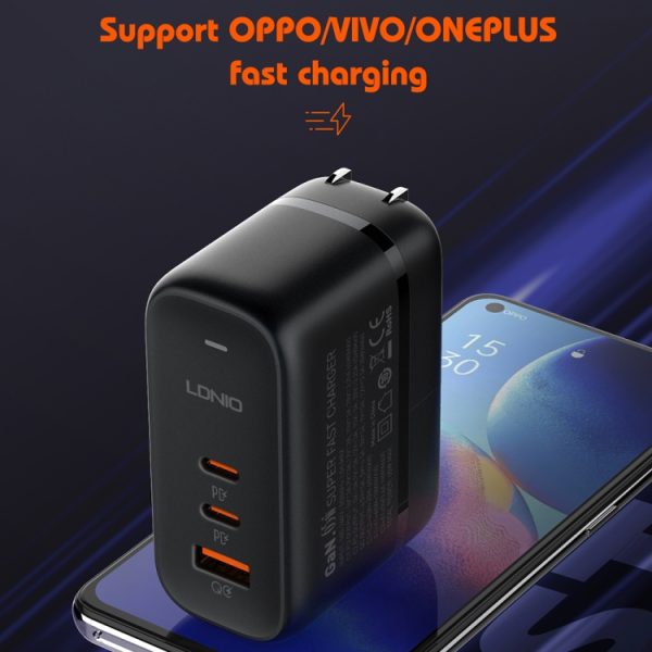 EDA0069597_B5.jpg LDNIO Q366 65W USB + Dual Type-C Port Charger with 1m USB-C / Type-C to USB-C...