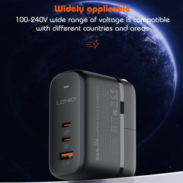 EDA0069597_B8.jpg LDNIO Q366 65W USB + Dual Type-C Port Charger with 1m USB-C / Type-C to USB-C...