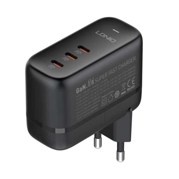 EDA006960001A_2.jpg LDNIO Q367 65W GaN 3 x USB-C / Type-C Interface Charger with 1m USB-C / Type-...
